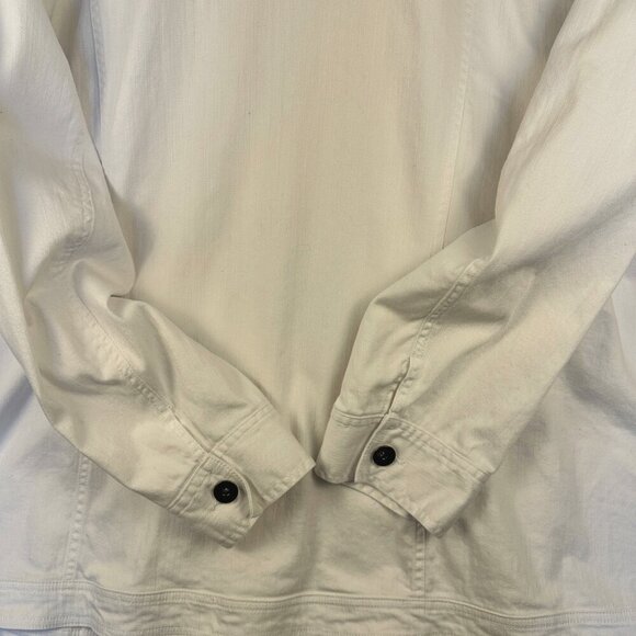 Catherines White Denim Jacket Eyelet Lace Long Sleeves Sz 3X Boho Cottagecore - Picture 10 of 13